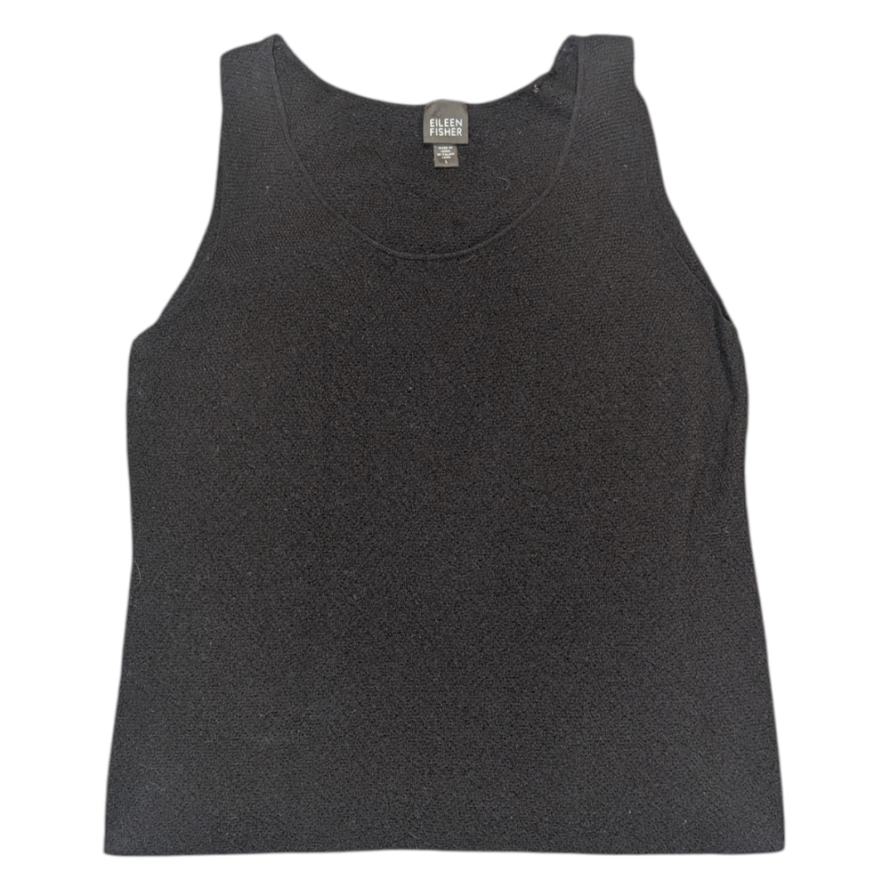 Eileen Fisher Black Knitted Tank Sz.L